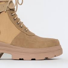Men's brown leather timberland lace up combat work casual ankle boots size 7 /41. Vaneza Camel Mesh Lace Up Chunky Ankle Boots