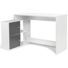 Nous vous proposons dans cette configuration un bureau droit avec un meuble de rangement en retour. Bureau D Angle Pas Cher Bois Blanc Et Portes Grises Bob Id Market