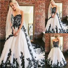 Enchanting ball gown wedding dresses. Sweetheart White With Black Lace Wedding Dresses Strapless Bridal Gowns Custom Ebay