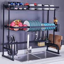 With a guide nozzle, water will directly flow into the sink, without wetting the table. Over Sink Dish Drying Rack 2 Tier Stainless Steel Kitchen Dish Rack Large Dish Drainer Shelf With Utensil Holder Over The Sink Storage Rack Organizer For Kitchen Walmart Com Walmart Com