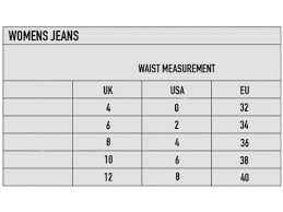 49 accurate womens jeans size chart inches