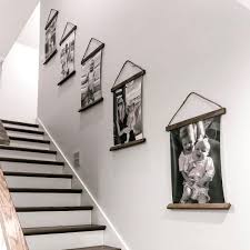 Black And White Gallery Wall Stairs Creative Way To Hang Family Pictures Stair Wall Decor Decorating Stairway Walls Stairway Decorating