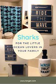 Mermaid design for kids polyresin bathroom accessories. Blue Kids Bathroom Idea Ocean And Shark Themed Bathroom Decor Shark Bathroom Shark Bathroom Decor Bathroom Decor