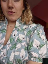 Emma Blue Lily Tea Dress Circle Skirt Shirt Dress Size 14