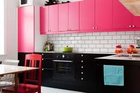 Hot Pink Kitchen Cabinets Pink And Black Contemporary Modern Girly Inexpensive Kitchen Makeover Pink Kitchen Cabinets Kitchen Design Color Pink Cabinets