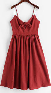 Plain Bowknot Empire Waist Cami A Line Dress Casual Dresses For Women Casual Dresses Dresses