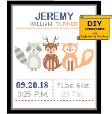 Pattern only once upon a time princess wall art cross stitch pattern birth announcement / birth record. Forest Friends Birth Sampler Diy Customizable Pattern Cross Stitch Birth Announcement Woodland Cross Stitch Birth Record Fox Racoon Deer Cross Stitch Forest Baby Zindagi Designs