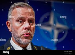 Adm. Rob Bauer of the Netherlands, the chair of the NATO Military  Committee, speaks during a news conference in Oslo, Norway, Saturday Sept.  16, 2023. Bauer said Saturday at the opening of