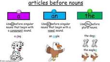Teaching kids when to use articles a, an, the before nouns and ...