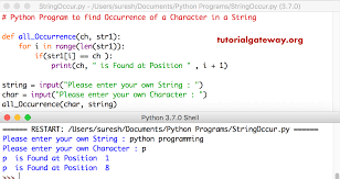 Position of q in english . Python Program To Find All Occurrence Of A Character In A String