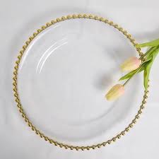 Our beaded glass charger plates are ideal for any wedding color theme, couture parties, anniversaries, banquets, and birthdays. Clear Gold Beaded Charger Plate 13 Set Of 6 Premium Quality Shopee Philippines