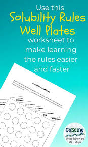 Solubility Rules Well Plates Chemistry Worksheets High School Chemistry Solubility