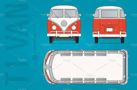 Vw T1 Van Blueprint In 2020 Blueprints Van Vector Illustration