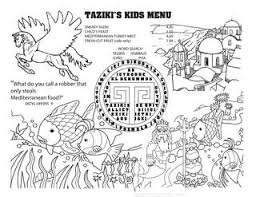 Use this template to list out all the food items in a. Taziki S Kids Coloring Menu By Wilson Wood Issuu