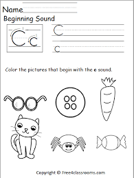 free beginning sounds worksheet letter c free4classrooms