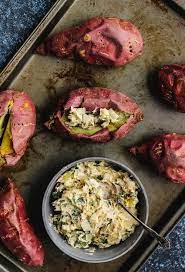 Japanese Sweet Potatoes With Spring Onion Butter Hangry White Male Recipe Japanese Sweet Potato Roasted Japanese Sweet Potato Japanese Sweet