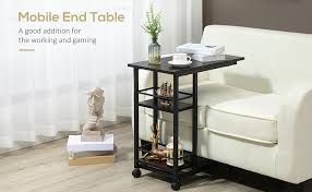 Homcom C Shaped End Table With Storage