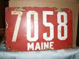 Antique Red Porcelain License Plate First Maine Plate Used Etsy Vintage License Plates License Plate Porcelain