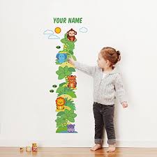 Personalized Safari Animal Growth Chart Wall Decal For