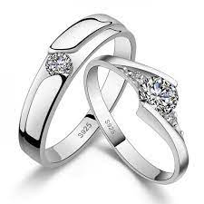 Both Rings Are Made Of 925 Sterling Silver With Large Zircon Diamonds Embedded On The Surface Fash Couple Wedding Rings Fashion Rings Wedding Ring Bands