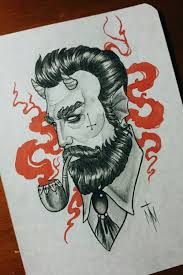 Fills holes in one easy step! Grey Ink Devil Smoking A Pipe With Red Smoke Tattoo Design Tattooimages Biz