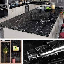 For contrast, the homeowner selected white marble countertops. Buy Livelynine 197 X 24 Inch Wide Black Contact Paper Marble Kitchen Countertop Peel And Stick Wallpaper Granite Counter Top Table Desk Cover Bathroom Vanity Waterproof Removable Online In Turkey B084tzkzbb