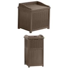 The product has a modern design and mimics a wicker basket. Suncast Ssw1200 Mocha Resin Wicker 22 Gallon Storage Seat And Wicker Trash Hideaway Bundle Buy Online In Gambia At Gambia Desertcart Com Productid 29513016