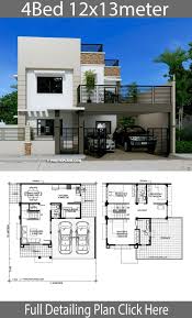 Home Design 12x13m With 4 Bedrooms Home Design 12x13m With 4 Bedrooms Home Design With Plansearch Duplex House Design Modern House Plans Model House Plan
