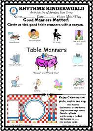 Worksheet On Good Manners Manners Good Manners Good Table Manners