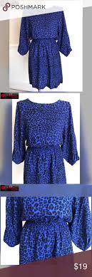 H M Animal Print Dress In Blue And Black Vibrant Blue Color Add An Elastic Belt And Beautiful Accessories To Change S Animal Print Dresses Print Dress Hm Dress
