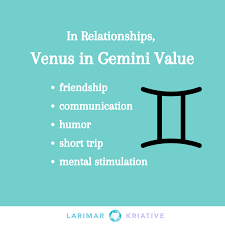 The cancer man will love to do everything she suggests. Gemini Love Venus In Gemini In The Birth Chart Larimar Kriative