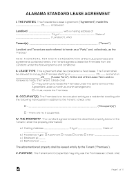 Free Alabama Standard Residential Lease Agreement Template Word Pdf Eforms