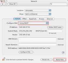 You can select the connection that you want the ip address for in the show dropdown menu. Obtain An Automatic Ip Address Mac Os X 10 4 And Older University Of Victoria