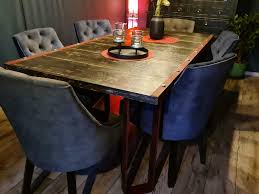 American made allows for you to create a one of a kind dining set and the catalyzed varnished used over the product repels water and holds up to heavy use. Medieval Solid Wood Dining Table Made Of Oak With Steel Fittings Loftmarkt