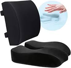 Amazon Com Wishcush Seat Cushion And Lumbar Support Pillow Set For Car Office Chair Memory Foam Coccyx Seat Cushion For Lower Back Tailbone Sciatica Pain Relief Furniture Decor