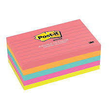 Post It Notes 3 X 5 Lined Cape Town Color Collection Pack Of 5 Pads Item 641480 Coisas De Papelaria Materiais Escolares Bonitos Material De Papelaria