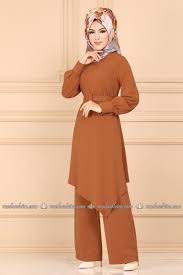 Asimetrik Kesim Tesettur Ikili Takim Ah3309 Taba Moda Selvim Moda Moda Stilleri Giyim