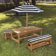 Kidkraft Outdoor Table Chair Set With Navy Cushions 106 Outdoor Picnic Tables Kids Outdoor Table Outdoor Tables