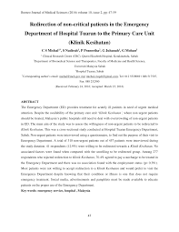 We need more contributors for kota kinabalu to increase our data quality. Pdf Redirection Of Non Critical Patients In The Emergency Department Of Hospital Tuaran To The Primary Care Unit