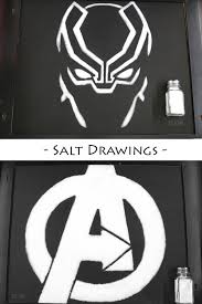 Salt Art Drawings Made With Table Salt Saltart Salt Saltdrawing Tablesalt Superherologo Superheroart Salt Art Drawings Art Attack Ideas