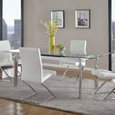 Another cool feature of this table is its finish. Chintaly Tara Pop Up Extension Glass Dining Table Hayneedle