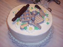 Pantry Shower Cakes White Cake W Bc Kitchen Utensils Are Molded Chocolate Brushed With Baker Themed Cake Cake Designs Birthday School Cake