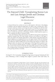 PDF) The Exposed Child: Transplanting Roman Law into Late Antique Jewish  and Christian Legal Discourse