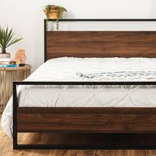 We believe in only ever using solid wood. Best Choice Products Metal Wood Platform Queen Bed Frame W Wood Slats Headboard Footboard 660lb Cap Black Brown Target
