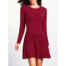 Wine Red Long Sleeve Casual Dress Long Sleeve Casual Dress Long Sleeve Shift Dress Long Sleeve Cotton Dress