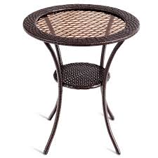 Beverly rattan round coffee table. Tangkula 25 Patio Wicker Coffee Table Outdoor Backyard Lawn Balcony Pool Round Tempered Glass Top Wicker Rattan Steel Frame Table Furniture W Lower Shelf Tables Patio Lawn Garden Femsa Com