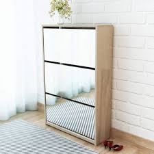 Armoire Etageres A Chaussures Meuble A Chaussures Scandinave Contemporai 3 Etageres Miroir 63 X 17 X 102 5 Cm Rangement Chene Achat Vente Meuble A Chaussures Armoire Etageres A Chauss Cdiscount