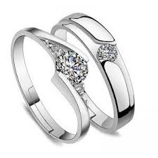 2 Pc Sterling Silver Adjustable Zircon Rings Engagement Rings Couple Engagement Rings Rings Jewelry Simple