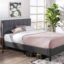 Amazon Com Zinus Lottie Upholstered Platform Bed Frame Mattress Foundation Wood Slat Support No Box Spring Needed Easy Assembly Grey Queen Furniture Decor