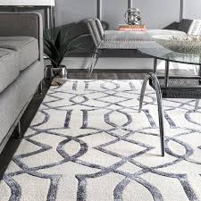 Frostley Handmade Tufted Wool Silver Off White Rug Rugs In Living Room Contemporary Rugs Rugs On Carpet